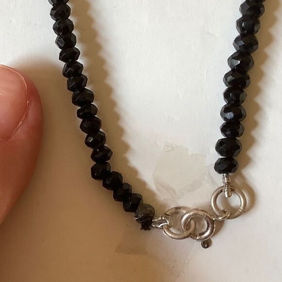 𝅺STERLING SILVER 925 BLACK ONYX/WHITE ZIRCON NECKLACE/STUD EARRINGS SET​​ - Picture 8 of 8